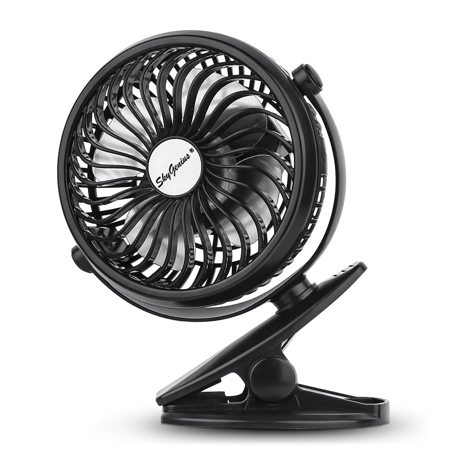 51005fc8f02873523d54ca865c77c6b7b6edb7a575769ade8a1d94512c2edd3d.jpg SkyGenius Battery Operated Clip On Mini Desk Fan Black - Image 1