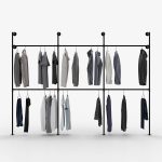 Pamo Kim III Double Industrial Pipe Clothing Rack for Wardrobe Bedroom Black