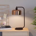 Vidette 20.5" Arched Table Lamp Base Color: Black, Shade Color: Copper