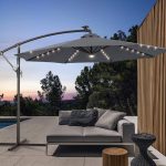 10 ft. Backyard Outdoor Patio Cantilever Umbrella with LED Lights, Round Canopy, Steel Pole and Ribs, Anthracite