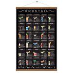 WEROUTE Cocktail Mixology Recipe Print Poster Drink Alcoholic Scroll Hanger Canvas Art Bar Pub Themed Kitchen Restaurant Home Wall Decor with Frame