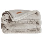 UnHide The Marshmallow 2.0 Medium Faux Fur Throw Blanket in Greige Goose