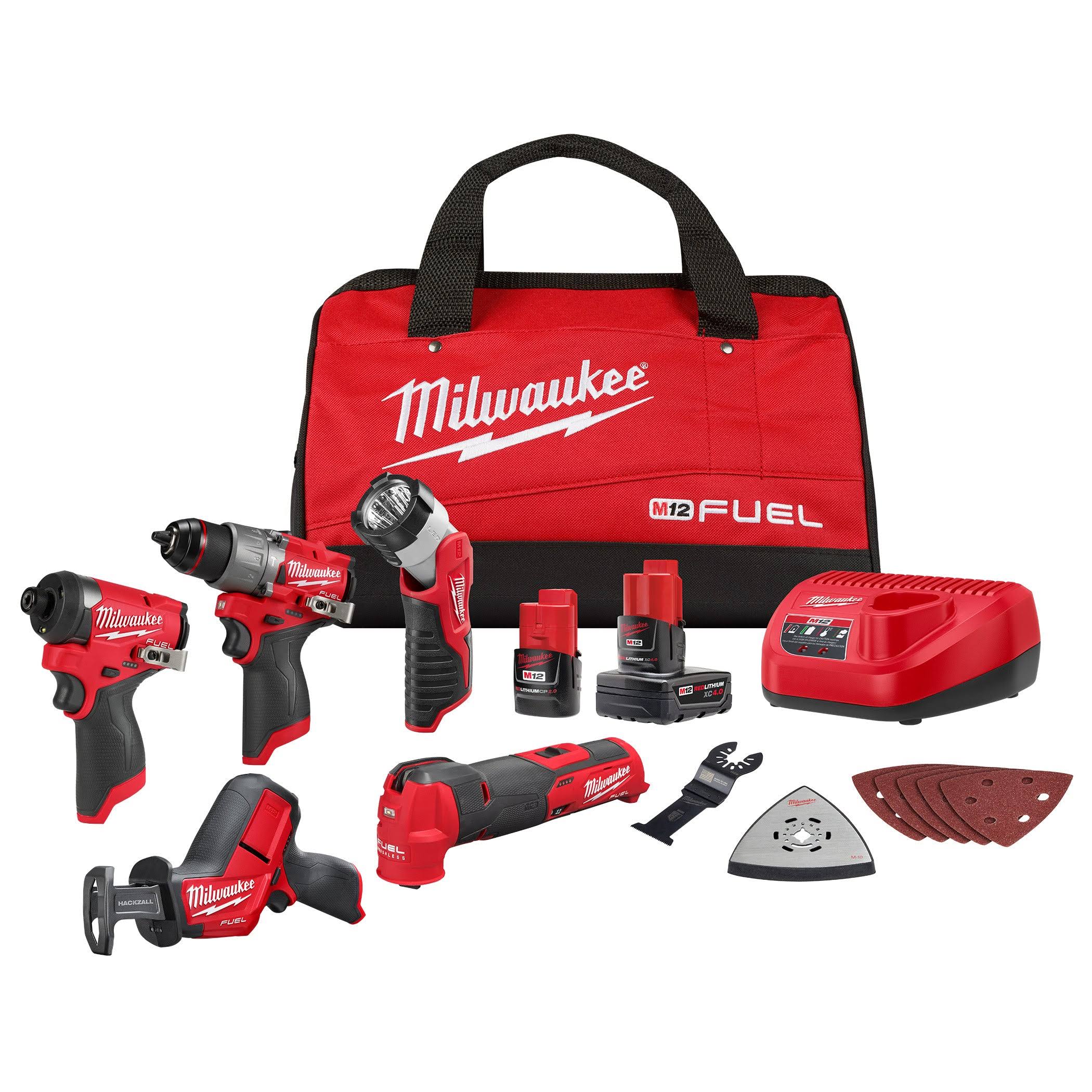 515e88c8481b32502769020be28a21a85445fef929caf9a23b21a67abe2e94a8.jpg Milwaukee M12 Fuel 12V Cordless 5-Tool Combo Kit 3497-25 - Image 1