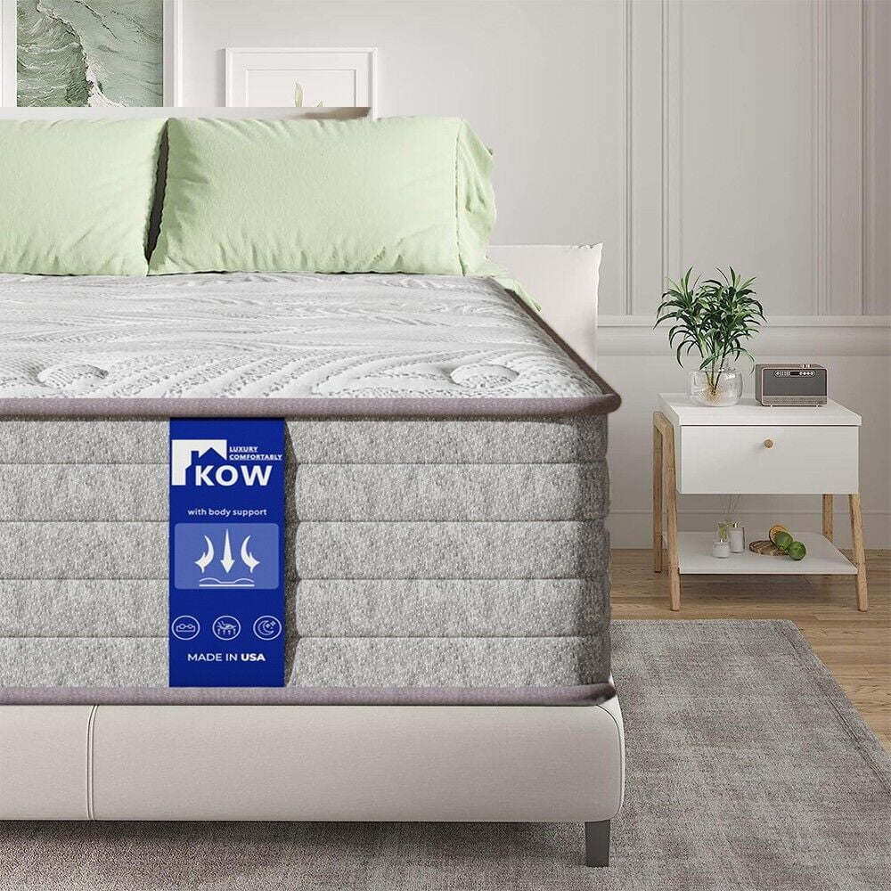 519d4bf1e200b71c18b78bca60ef946648dbf51bb2b15f5e07bab65529c1c7d8.jpg Kow® 12 in Hybrid Mattress, Full Size Medium Firm Innerspring Mattress in a Box, with 3 Layer Premium Foam and Pocket Springs - Image 1