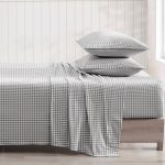 Brielle Home 100% Cotton Flannel Sheet Set Twin / Gingham Grey