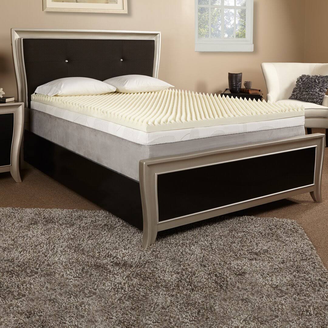 51caba28fa67cdd6880fd352d4da29aa57d17c4eeee24bb1a05a477edc88fcb4.jpg Luxury Solutions 2" Textured Memory Foam Mattress Topper Size: Queen - Image 1