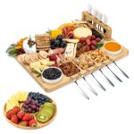 Smirly Cheese Board and Knife Set - Charcuterie Board Set, Cheese Platter Board, Bamboo Cheese Board with Cutlery Set, Cheese Tray