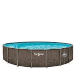 Funsicle 20ft x 48in Round Oasis Designer Above Ground Pool, Dark Double Rattan with SkimmerPlus Filter Pump & Ladder