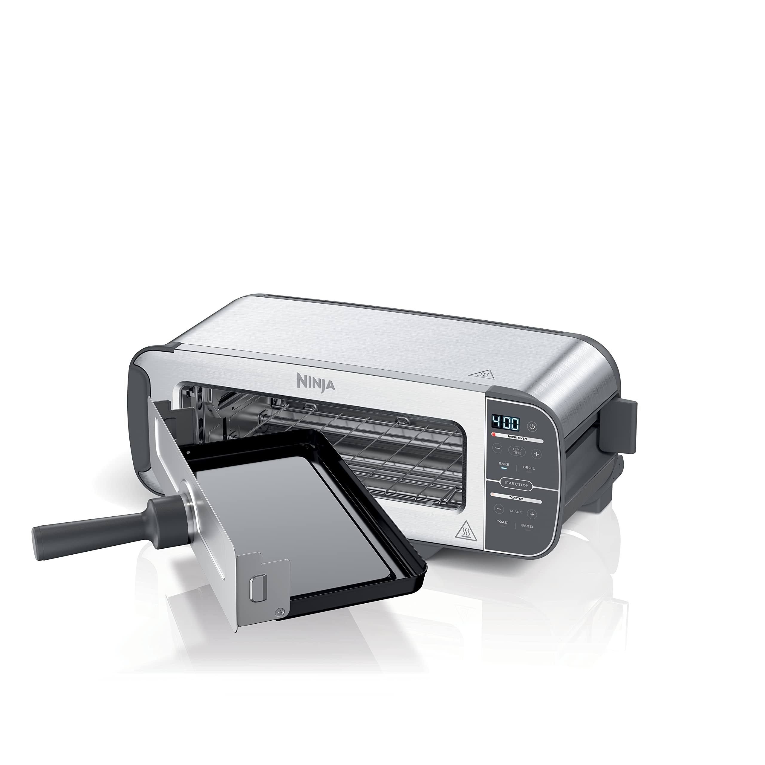 51ff8570ad16ef6d0c2574721d69e7463b04b9e11d3552e72333f3ccc3b38c8b.jpg Ninja ST100 Foodi 2-in-1 Flip Toaster, 2-Slice Capacity, Compact Toaster Oven, 1500 Watts - Image 1