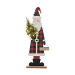 Glitzhome 36"H Lighted Wooden Santa Porch Decor