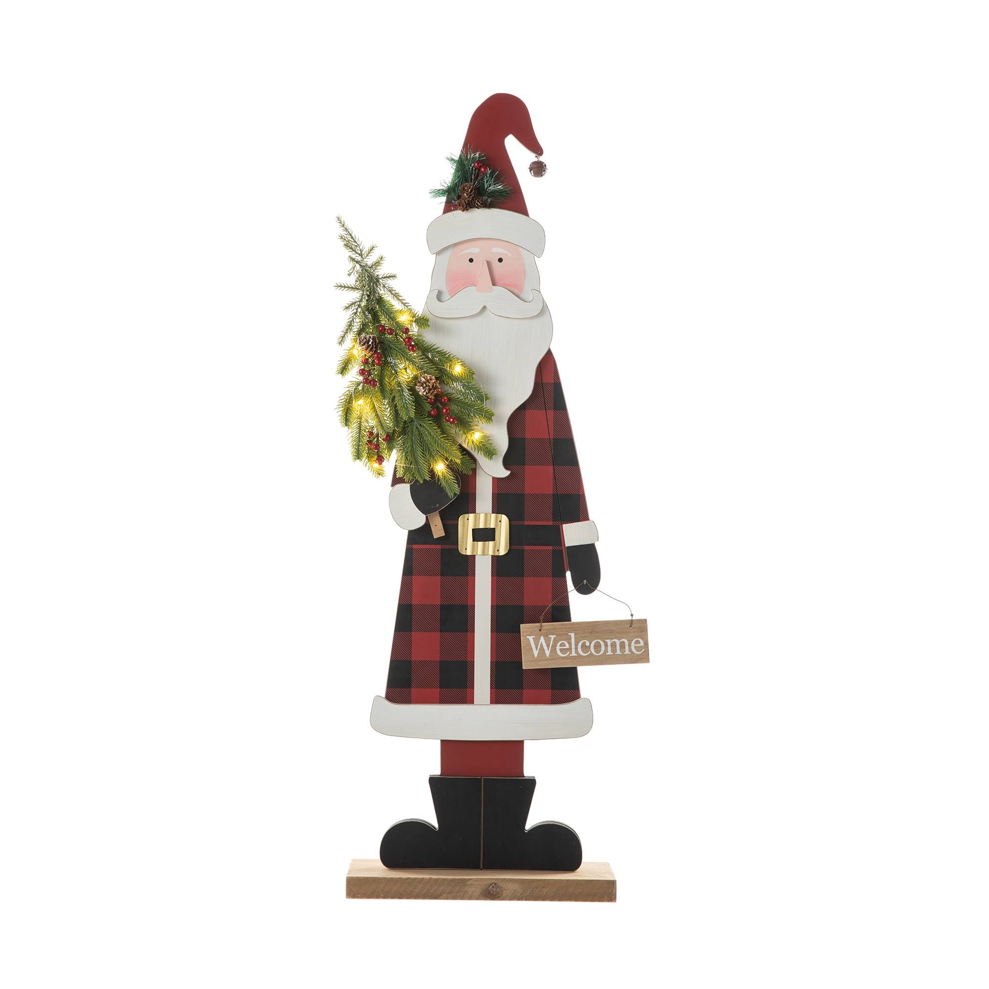 5214e61a97c2f9b24e60fff03dc6274bc1275e02f88d3d16341f24bb10fbc888.jpg Glitzhome 36"H Lighted Wooden Santa Porch Decor - Image 1