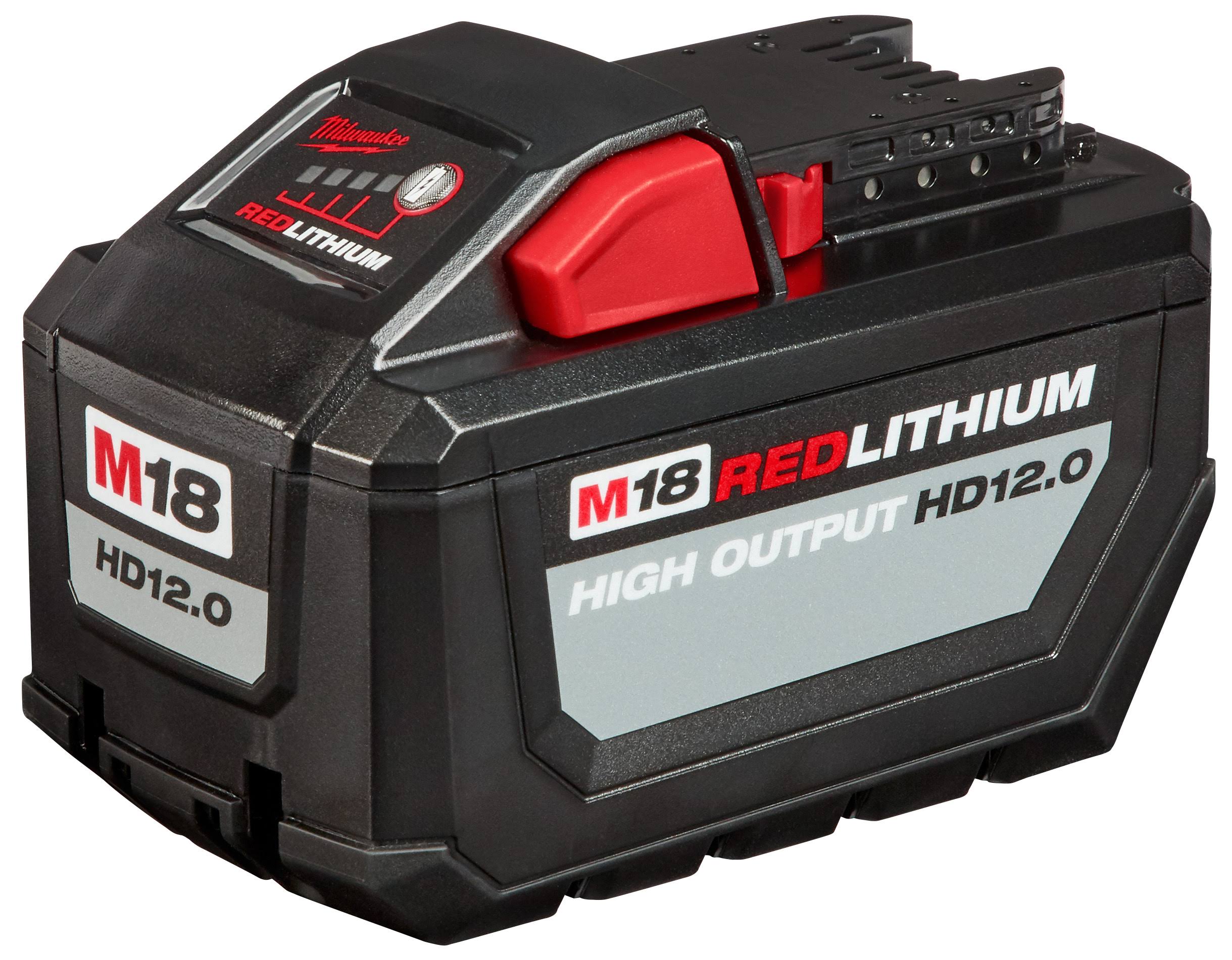 5216c72e50e5eba35a832a8b0fa3406bec85fb87104413f49af7175cbee484aa.jpg Milwaukee M18 Red Li-ion High Output HD 12.0 Ah 18V Battery 48-11-1812 - Image 1