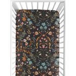 Sweet Jojo Designs Boho Floral Wildflower Black and Orange Crib Sheet