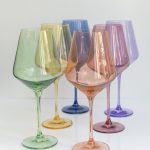 Estelle Colored Glass - Pastel Mixed Colored Wine Stemware - Set of 6