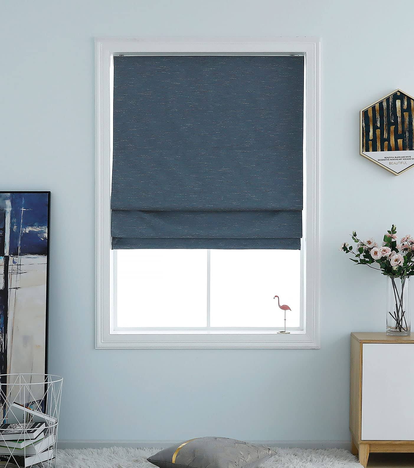 524b8966c31ebebc56f99207d8d2fd0d2e9e4f4a15aae24d68f62bce188b0166.jpg Washable Room Darkening Cordless Roman Shades for Windows, Double Tone Color Jacquard Textured Woven Polyester Belmar Roman Blind for Living Room - Image 1