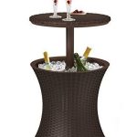 Keter 7.5-Gal Cool Bar Rattan Style Outdoor Patio Pool Cooler Table Brown