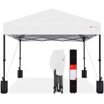 Best Choice Products 10x10ft Easy Setup Pop Up Canopy Instant Portable Tent w/ 1-Button Push Wheeled Carry Case - White