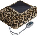 Beautyrest Brushed Long Fur Electric Throw Blanket Ogee Pattern Warm and Soft Heated Wrap with Auto Shutoff 50 in x 60 in Leopard