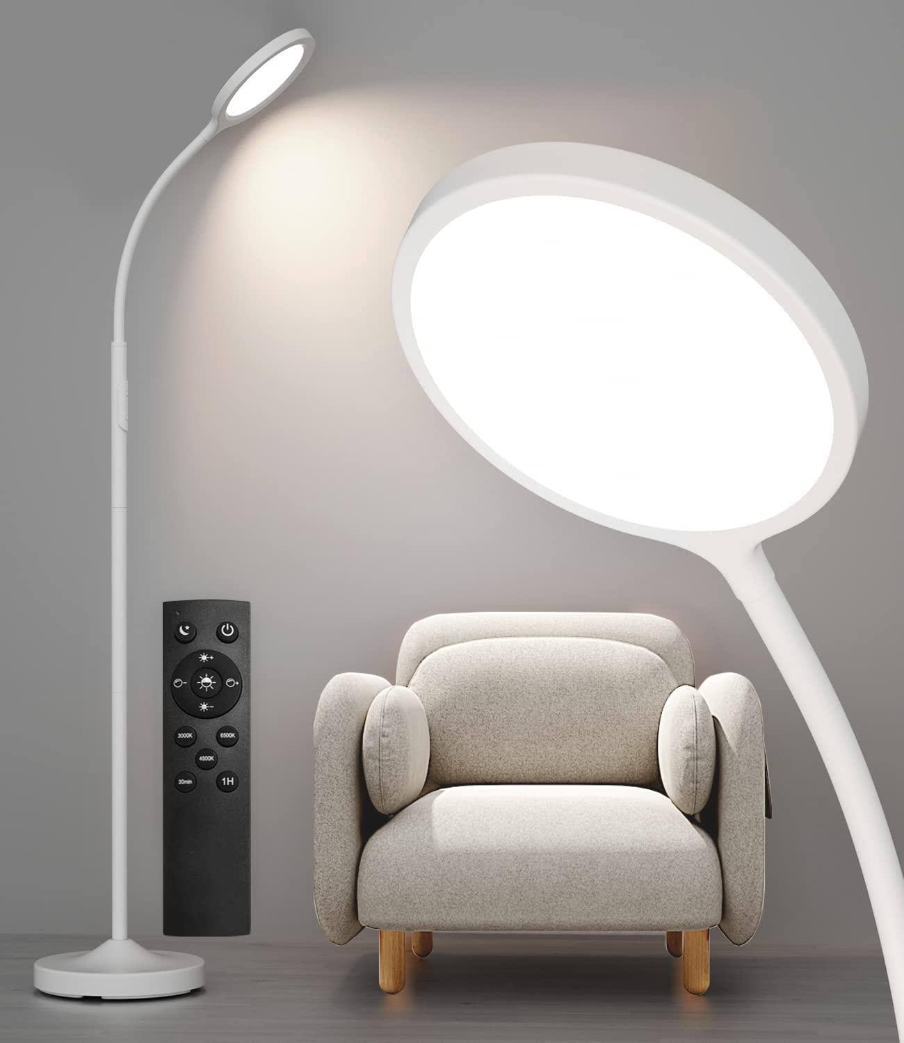 527f474d4e43fe0fb05aef8edcbcfbcab0549866f6c4857aa606b9f029c158f3.jpg luckystyle White Floor Lamp, Super Bright Dimmable LED Floor Lamps for Living Room, Custom Color Temperature Standing Lamp with Remote Push Button, Ad - Image 1