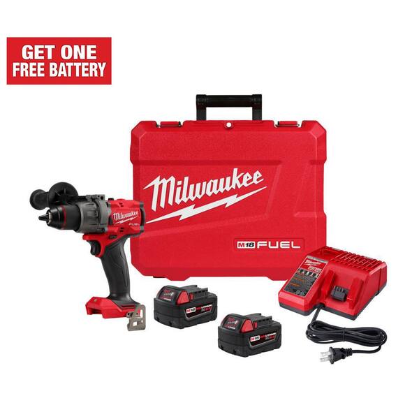 52822610fadfea4c42dbce69d4c2b42336aeb2628f1f0a7edcebc72ee734692e.jpg M18 FUEL 18V Lithium-Ion Brushless Cordless 1/2 in. Drill/Driver Kit W/(2) 5.0Ah Batteries. Charger. and Hard Case - Image 1