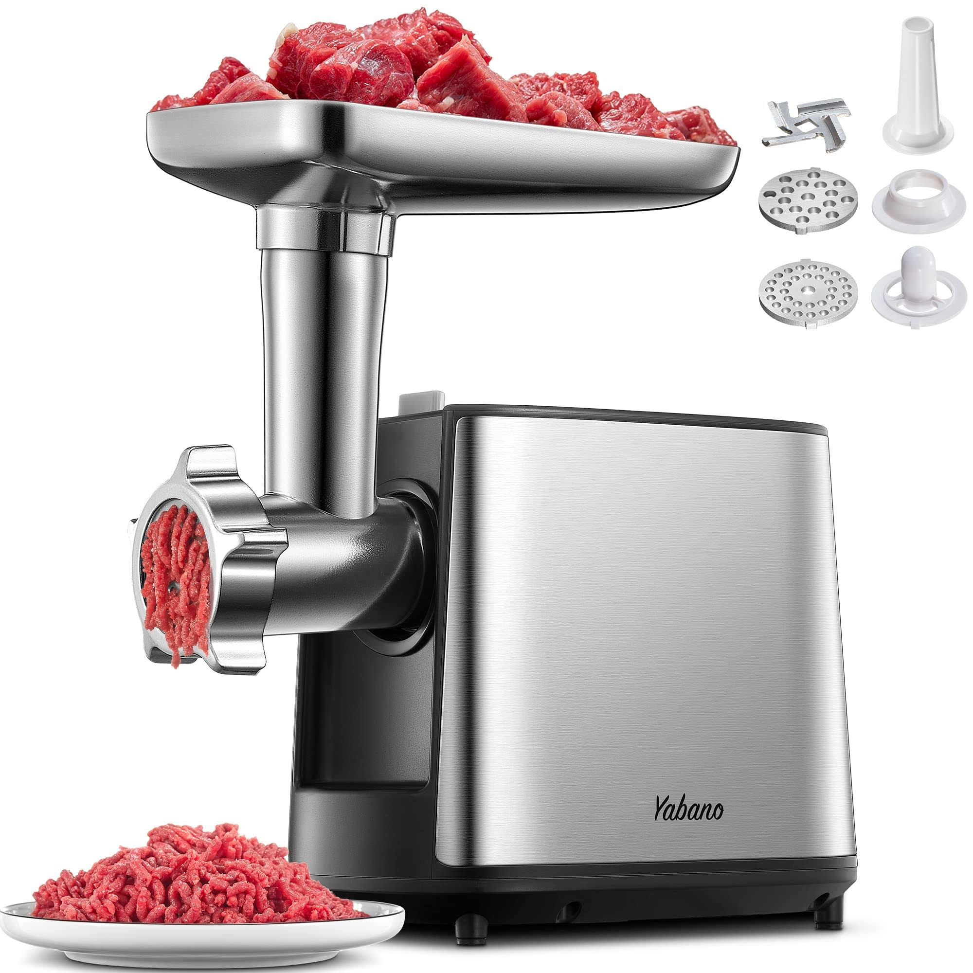 52a3b1950ec3e2756be1b28ab14cc86c6573c0bc62c3910bf2419a5a17c80f5e.jpg Yabano Electric Meat Grinder, Heavy Duty Meat Mincer, Sausage Stuffer Maker, Food Grinder with Sausage & Kubbe Kit, 2 Grinder Plates, Stainless Steel - Image 1