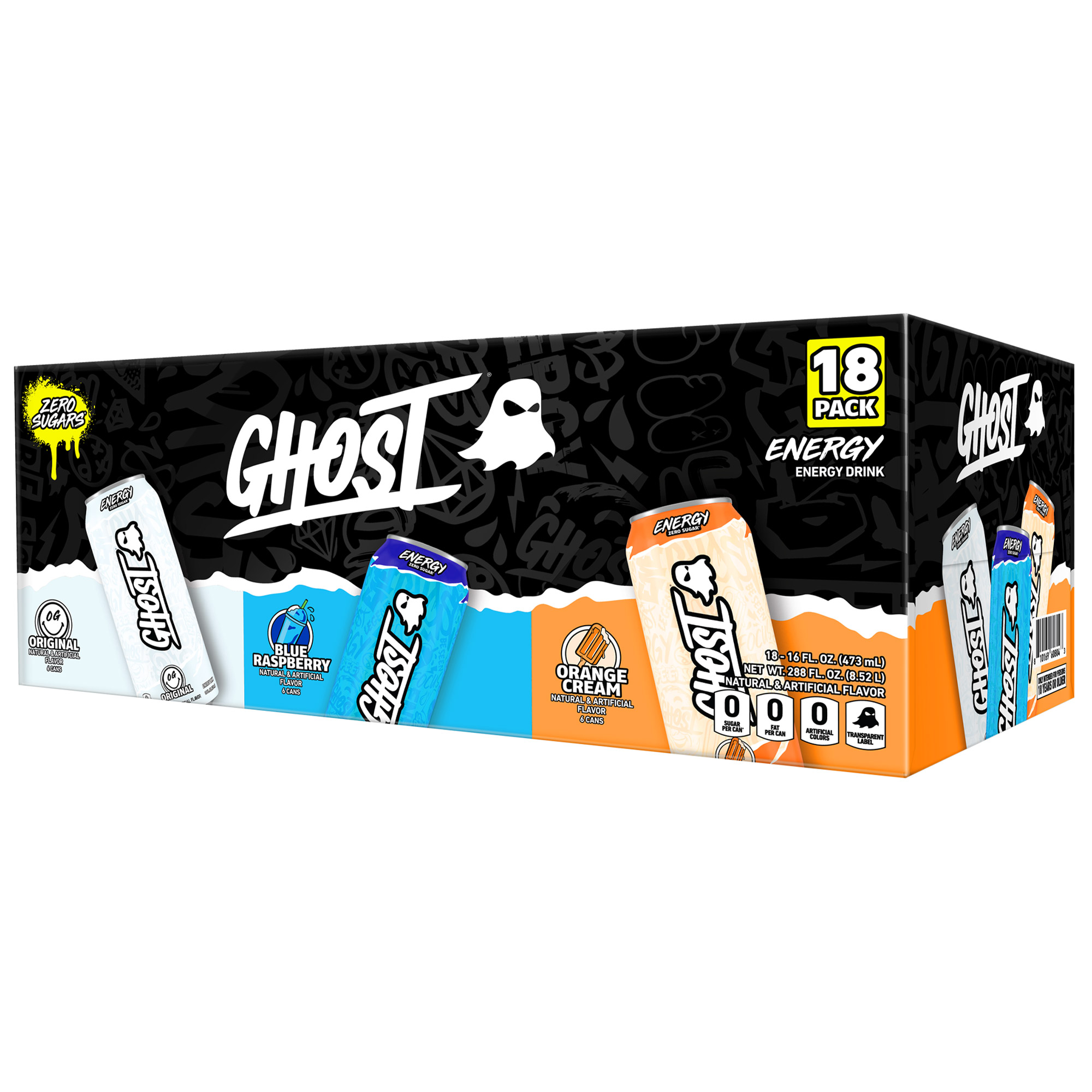52adfa1214c1bf9dc38689dd235fa807df531658751bda68aa2af71fa87ddc1d.jpg Ghost Energy Drink, Variety Pack, 16 Fl Oz, 18 - Count - Image 1