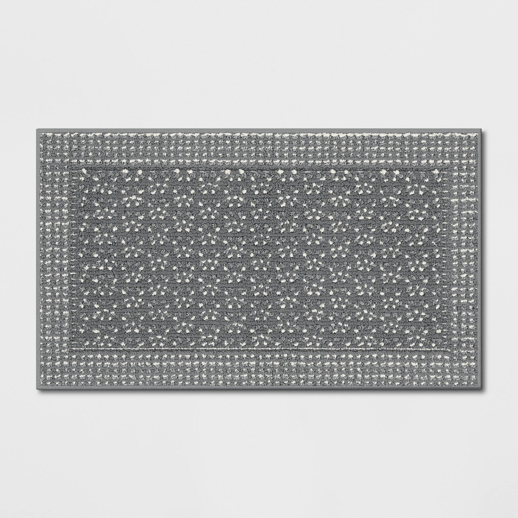 52c0c6781e9d98d353598d36b4403d01e37190efd1a761bdf5a6eb60c9968522.jpg 1'8"x2'10" Washable Geometric Border Tufted Accent Rug Radiant Gray - Threshold - Image 1