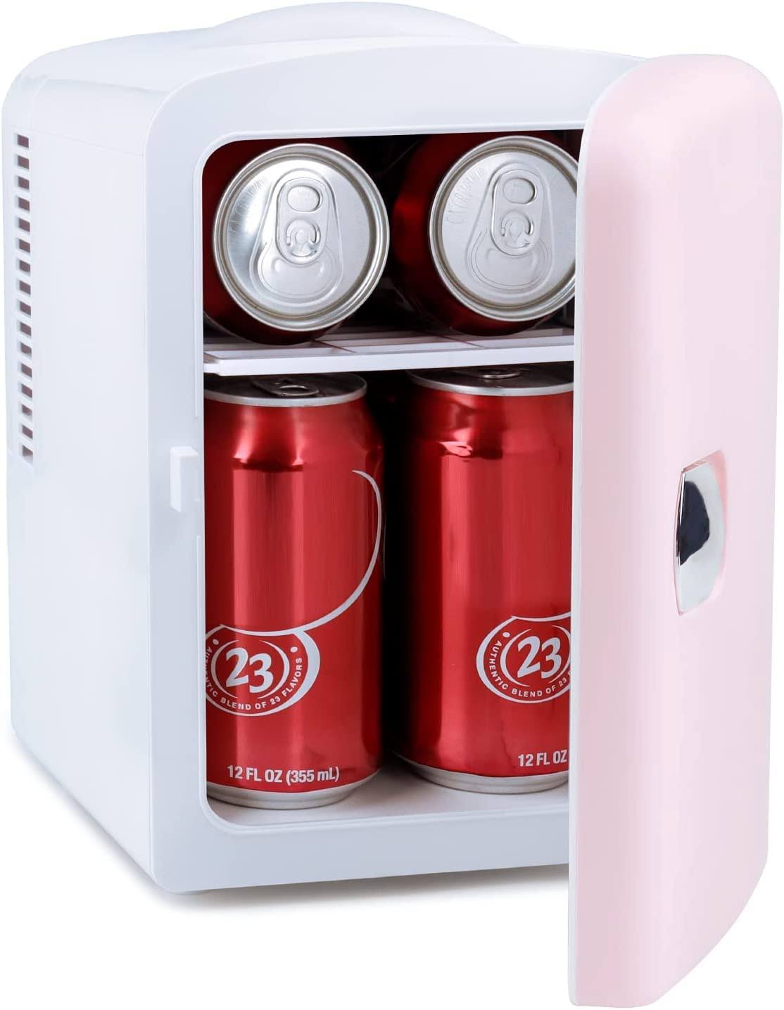 52e30d73a56f257482ec4154ca44bc54a15bd9d56eca79118b3adb19cdea6588.jpg Personal Chiller Portable Mini Fridge Cooler and Warmer, 4 Liter Capacity Chills 6 Cans, Snacks, and Skincare Products, A/C Operation, 100% - Image 1