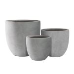 Kante 18", 14", and 10" W Natural Concrete Round Planters (Set of 3), Outdoor Indoor Modern Planter Pots, Lightweight, Weather R