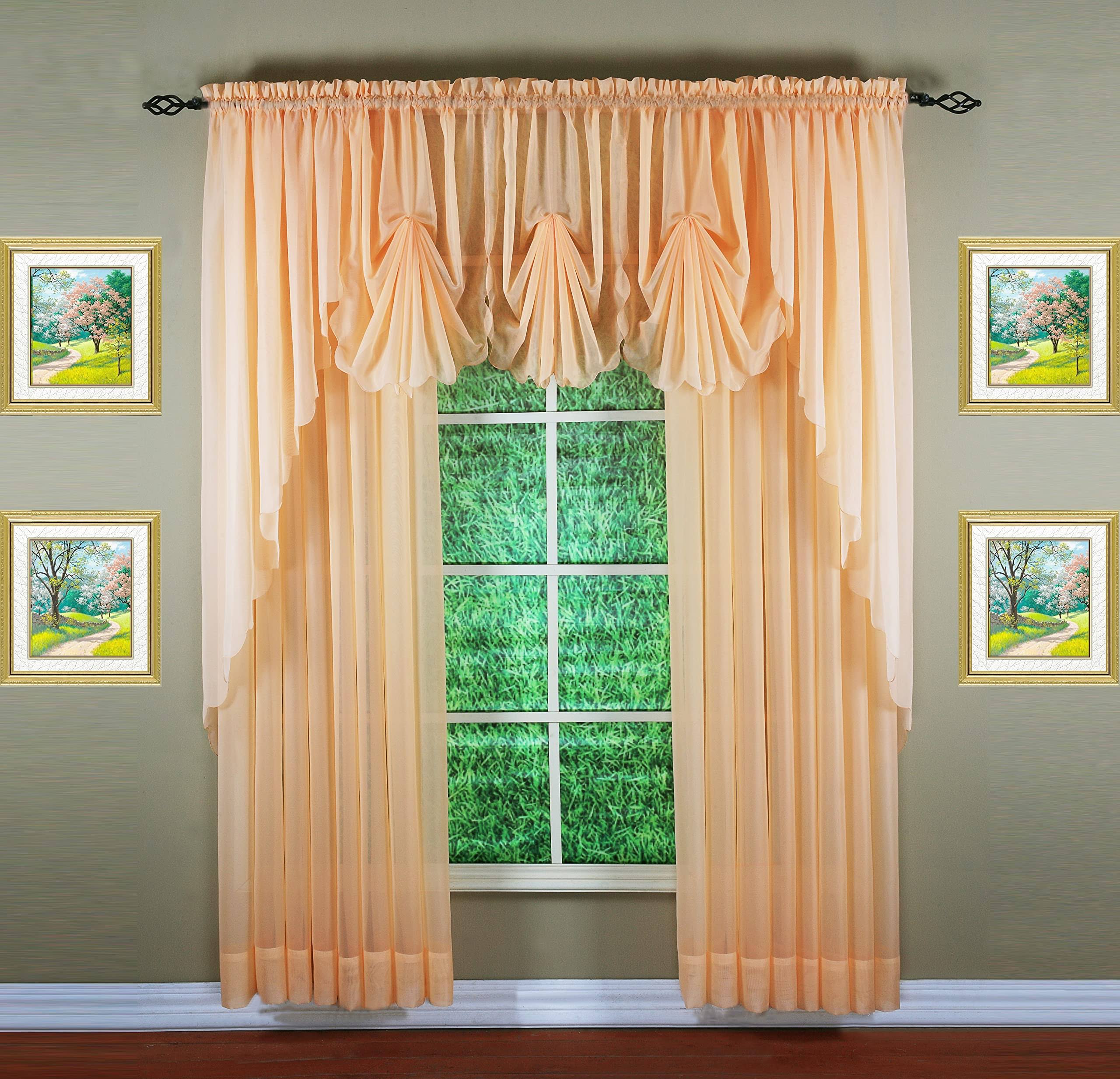 52efcf5864a74af27fca28df6557a7693271a18f9fde500e3fad440dde0d6ca4.jpg Emelia Sheer Peach Curtain Panel 84 inch Long, Orange - Image 1
