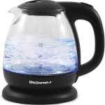 Elite Gourmet 1-liter Electric Glass Water Kettle, Black