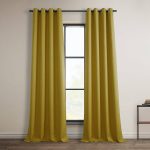 Eff Faux Linen Grommet Room Darkening Window Curtain, Gold, 50X108