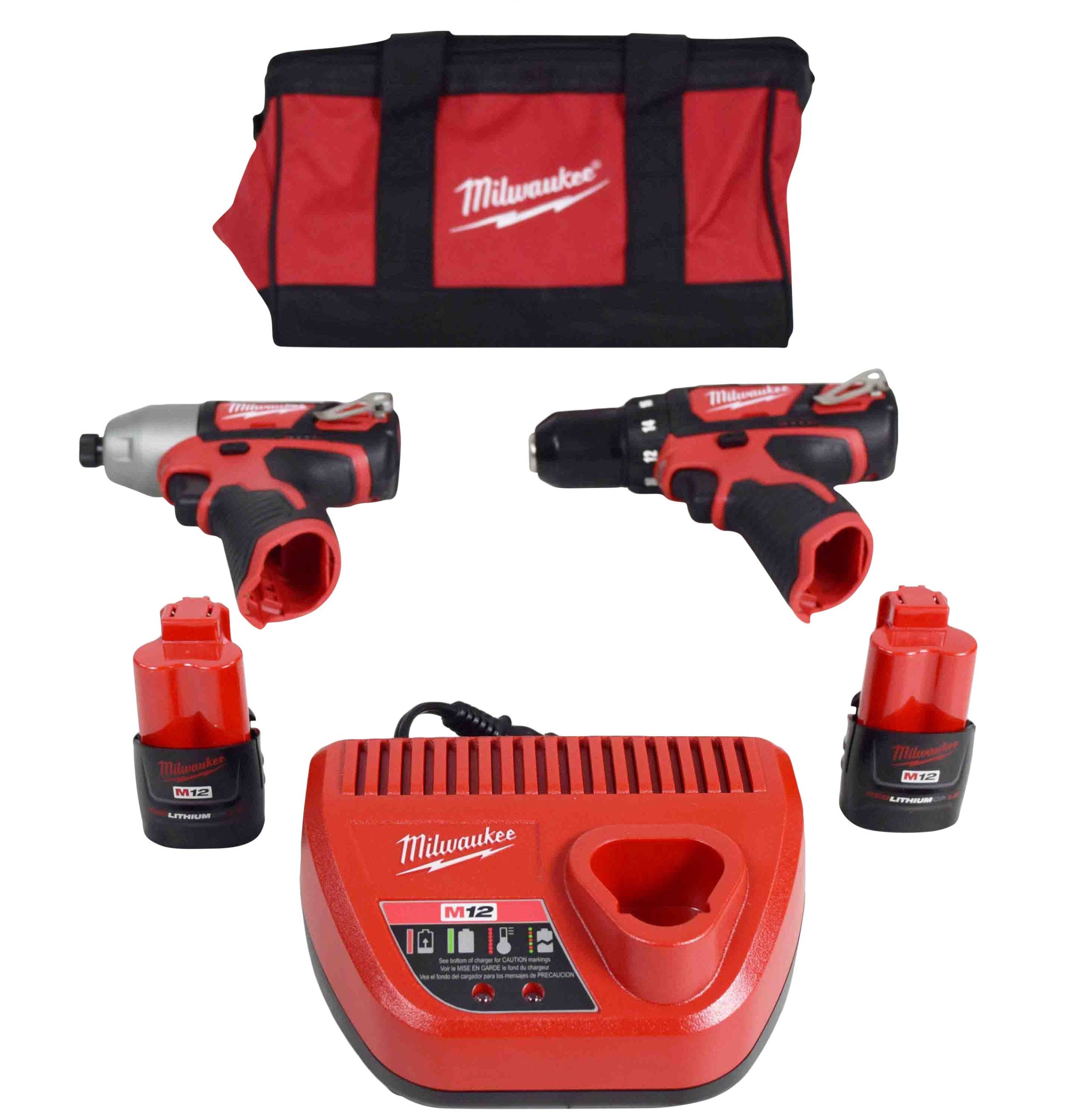 533d06be7d0920558a1b5cd70ecce67a076a0da2c0b7d24421cf25554d9f6907.jpg Milwaukee M12 Cordless 2-Tool Drill/Impact Combo Kit 2494-22 - Image 1