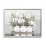 Stupell Industries Pristine Hydrangea Bouquets Thankful Grateful Blessed Sentiment Gray Framed Giclee, 16 x 20