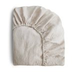 Mushie Extra Soft Muslin Crib Sheet (Fog)