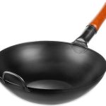 YOSUKATA Carbon Steel Wok Pan 13,5 Woks and Stir Fry Pans - Chinese Wok with Flat Bottom Pow Wok - Traditional Chinese Japanese Woks - Black Steel Wok