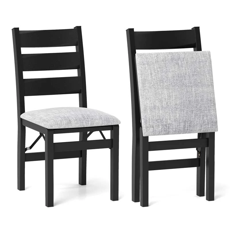 537c2bfce137e36c155ffd89d1fdc26e44184c5a70b39e562797de270ac7a60a.webp Modern Upholstered Folding Dining Chairs Set of 2/4, Rubber Wood Armless Kitchen Chairs with Slatted Backrest, Padded Seat for Living & Dining Room - Image 1