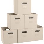Ornavo Home 6 Pack Storage Cube Bins with Window Pocket ,Beige
