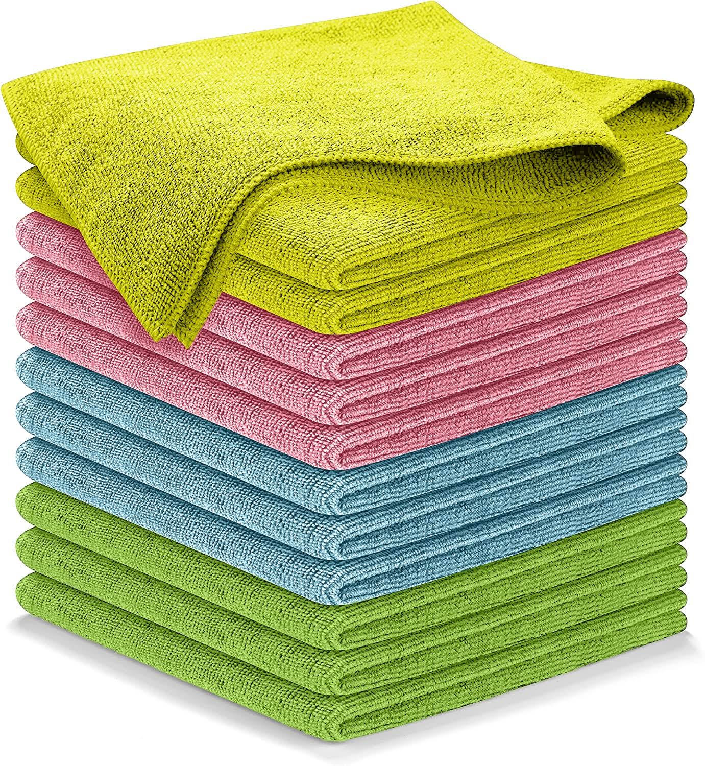 53a05535c5519c24962ead07659b90ff6ea22a1372ca99d5d50a02761107bf3d.jpg USANOOKS Microfiber Cleaning Cloth - 12pcs (16x16 inch) High Performance - 1200 Washes, Ultra Absorbent Towels for Cars Weave Grime & Liquid for - Image 1