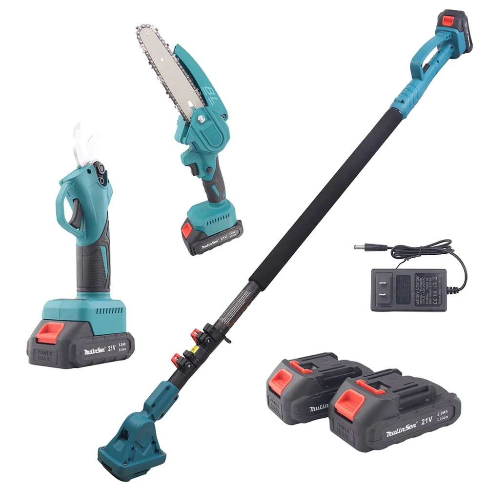2 - IN - 1 Cordless Pole Saw & Chainsaw, 10.7 lb Lightweight, 21V Battery, Reach Pole Saw for Tree Trimming