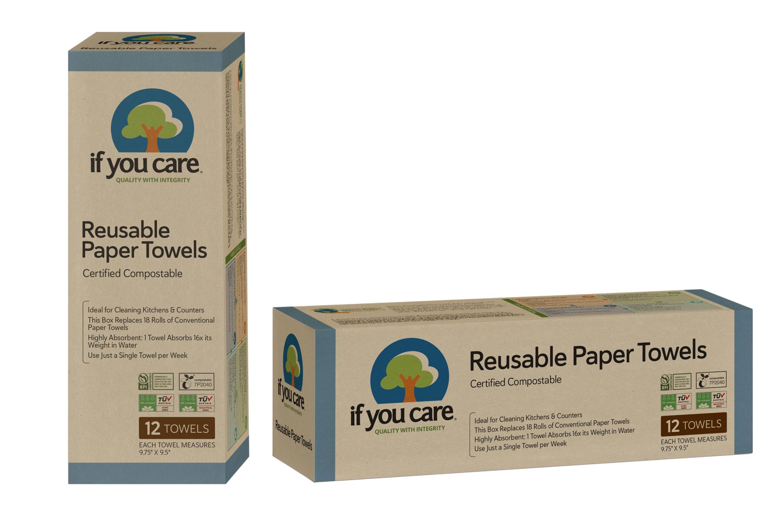 53cdd06f586572647ea564f3b133b225241d5c48236313e4e4c412ef10a979a0.jpg If You Care Paper Towels, Reusable - 12 towels - Image 1