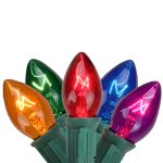 Northlight Set of 25 Transparent Multi-Color C7 Christmas Lights - 24 ft. Green Wire