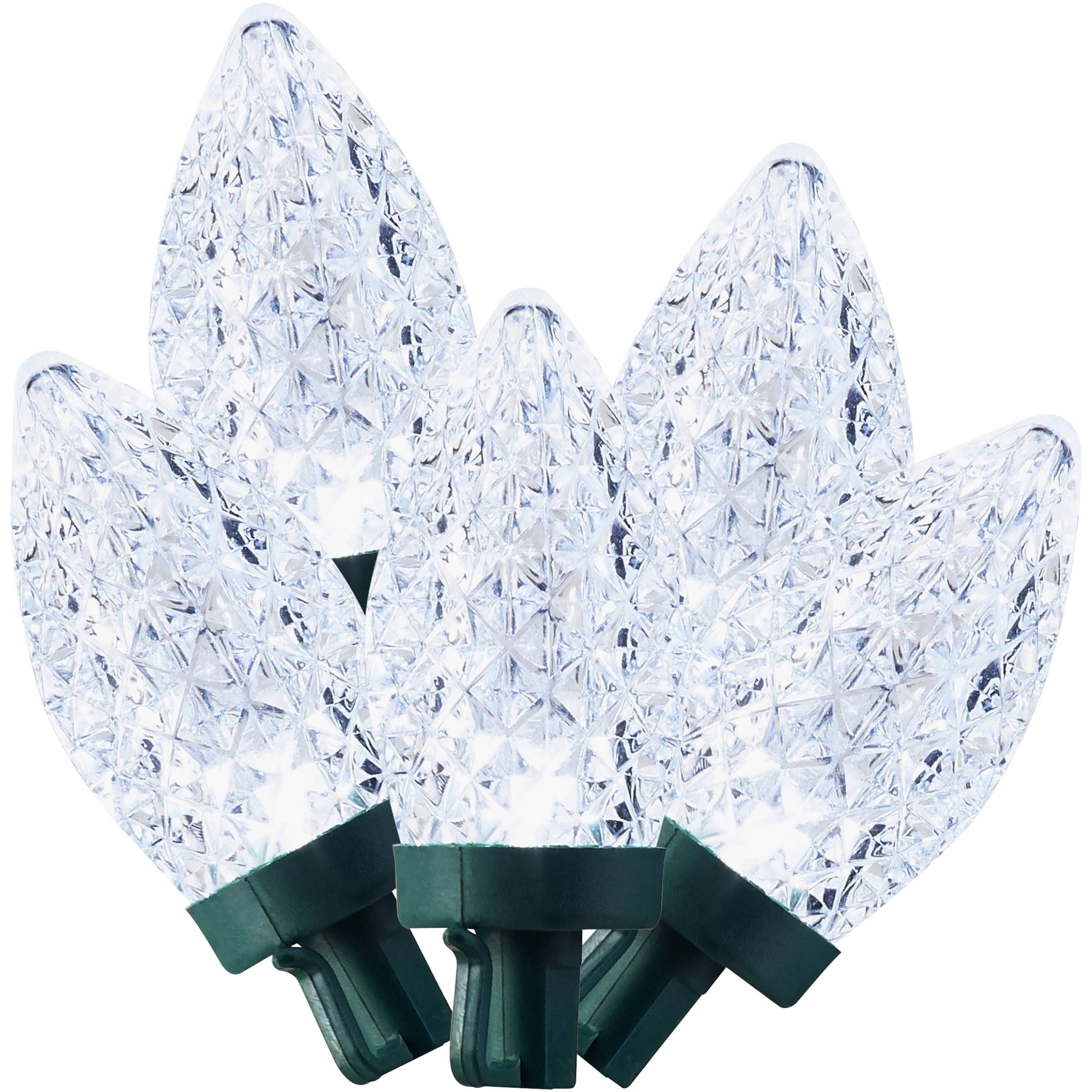 Holiday Time LED C9 Super Bright Light Set Green Wire Cool White