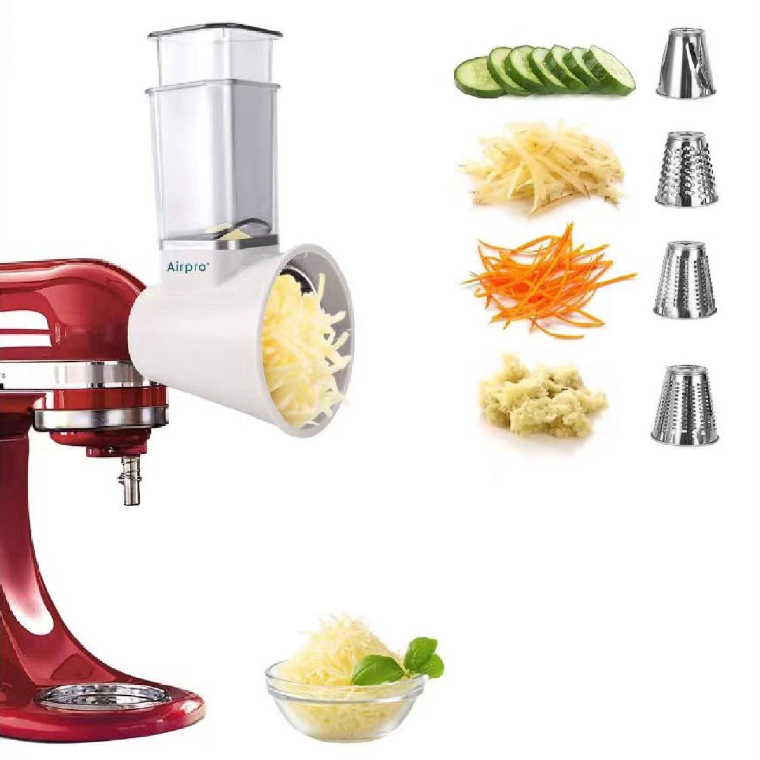 540e96ea5a9772c1f6caf101e102c02bc5678d421977715e70030ccc79fcc751.jpg Slicer/Shredder Attachments for KitchenAid Stand Mixers, Food Slicers Cheese Grater Attachment, Salad Maker Accessory Vegetable Chopper with 4 Blades - Image 1