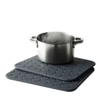Zaldy Silicone Trivet Mats Set of 4 - Extra Thick Honeycomb Design - Heat Resistant up to 480F - Non-Slip Pot Holders & Jar Opener - Charcoal Grey