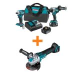 18V LXT Lithium - Ion Brushless 2 - Pc Combo Kit 5.0ah with Bonus 18V LXT Brushless 4 - 1/2 / 5 In. X - LOCK Angle Grinder