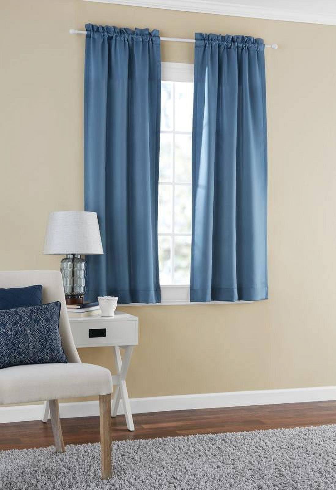 544d5820b68988b57d71601015853d897db0c6746433599859788b4dcef00e5b.jpg Mainstays Room Darkening Solid Woven Window Curtain Panel Pair, 60x63, Blue - Image 1