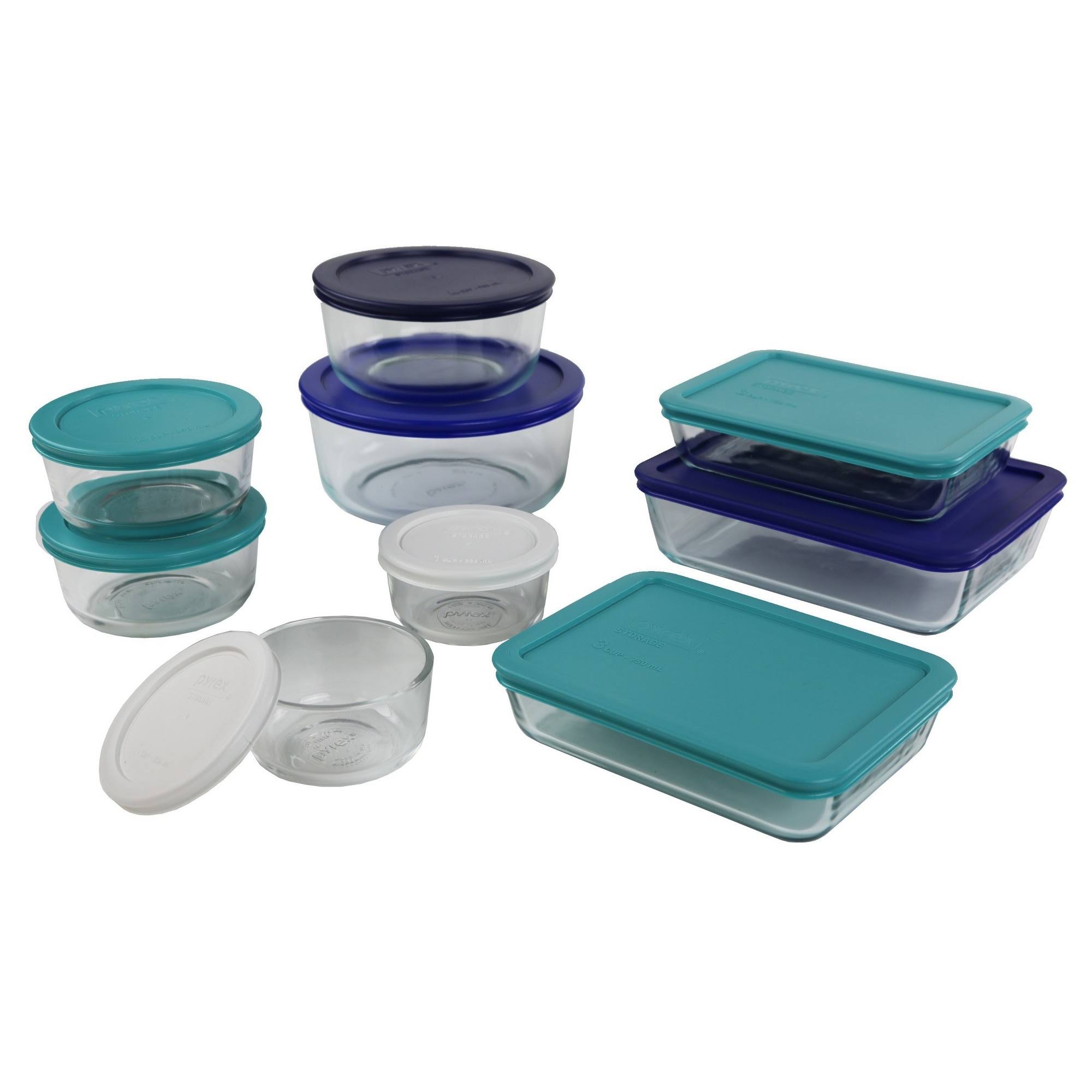 5463bebb9dc30f7051f7fd58ea1c0ecf9b02f9661964c2976d44be9a68eaef83.jpg Pyrex 18pc Glass Storage Set - Image 1