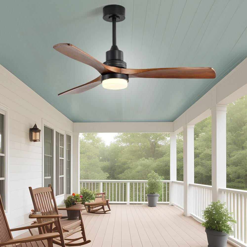 546a05da19e399d204cdfeafb66f6bfdb5c6f54538a50d46db8040780ef06ab0.jpg 52" and 60" Noiseless Walnut Wood Ceiling Fan with Remote Control,Light Integrated Optional - 52 inch - 52" Ceiling Fan with Light - Image 1