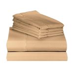 LuxClub 4 PC Sheet Set Bed Sheets Deep Pockets 18" Eco Friendly Wrinkle Free Sheets Machine Washable Hotel Bedding Silky Soft - Mocha Twin